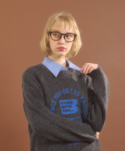 「MUHET」 長袖ニット MEDIUM カーキ レディース_画像6