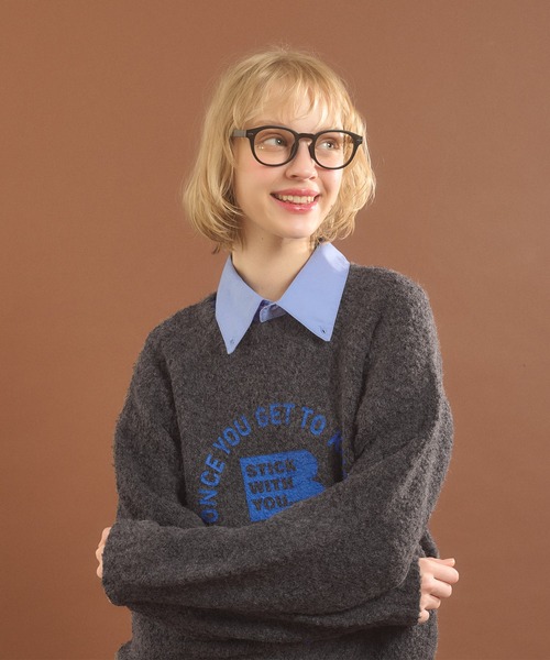 「MUHET」 長袖ニット MEDIUM カーキ レディース_画像7