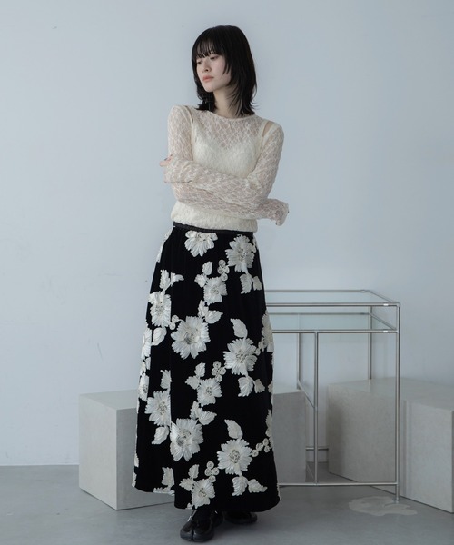 スカート 花柄ロープ刺繍ナロースカート : ZOZOTOWN Yahoo!店 - 通販