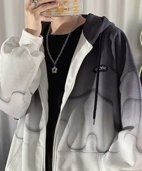 KELVIN パーカー Gradation Two Tone Zip Hoodie グラデーション