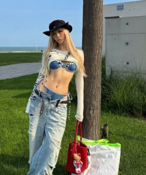gossip!ロサンゼルス 水着 「Y2Kガーリー」レトロ デニム調 コンビ