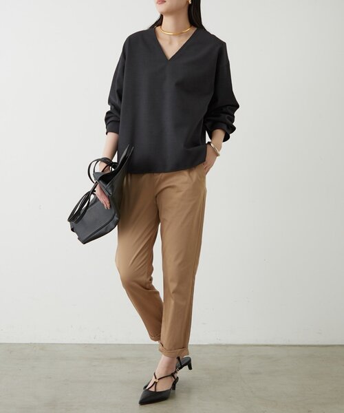 Loungedress◆配色Vネックブラウス Loungedress（ラウンジドレス） 配色Vネックブラウス レディース