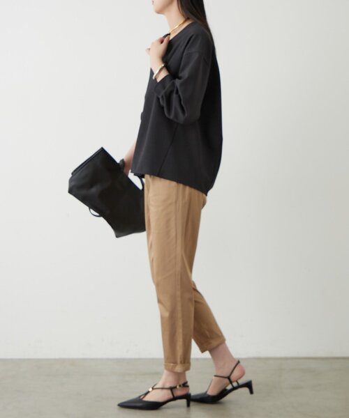 レディース　loungedress Vネック　ブラウス　シャツ　ブラック　F LOUNGEDRESS（ラウンジドレス）の「メッシュVブラウス（シャツ