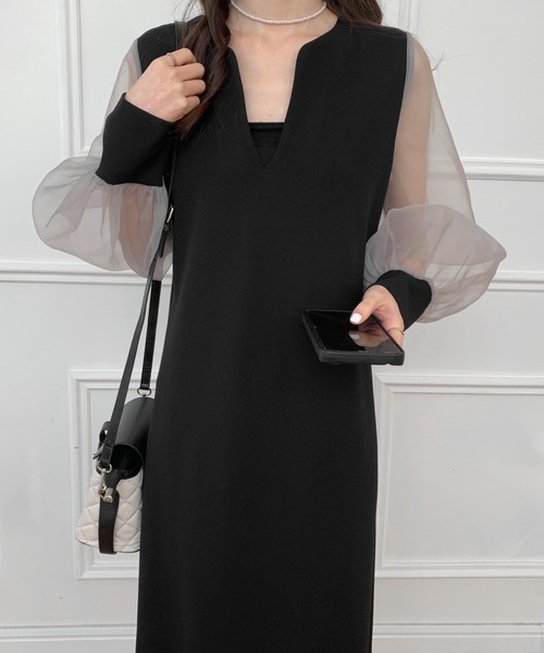 「ECLIN」 長袖ワンピース M ベージュ レディース_画像7