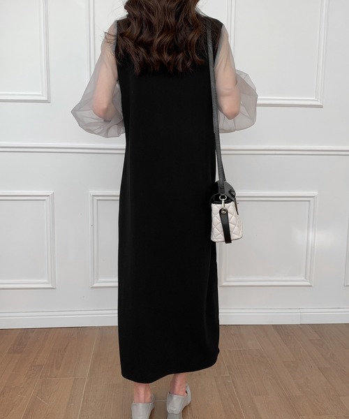 「ECLIN」 長袖ワンピース M ベージュ レディース_画像9