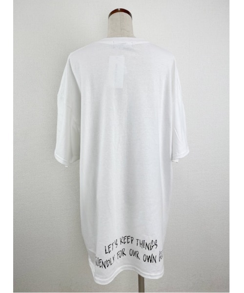「WORLD WIDE LOVE!」 半袖Tシャツ 2 ホワイト レディース_画像4