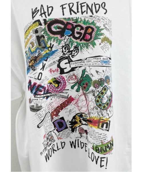 「WORLD WIDE LOVE!」 半袖Tシャツ 2 ホワイト レディース_画像5
