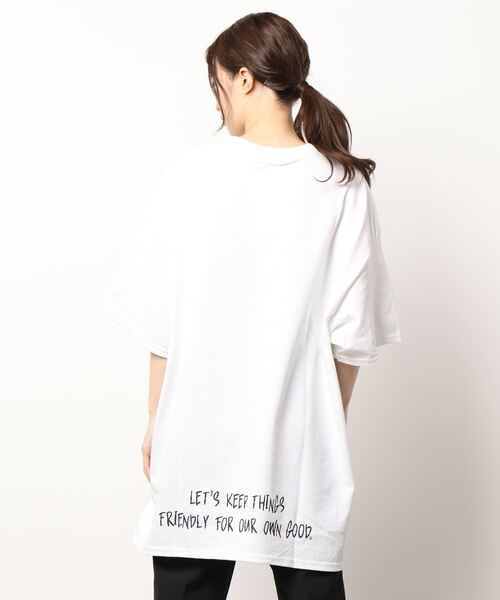 「WORLD WIDE LOVE!」 半袖Tシャツ 2 ホワイト レディース_画像7