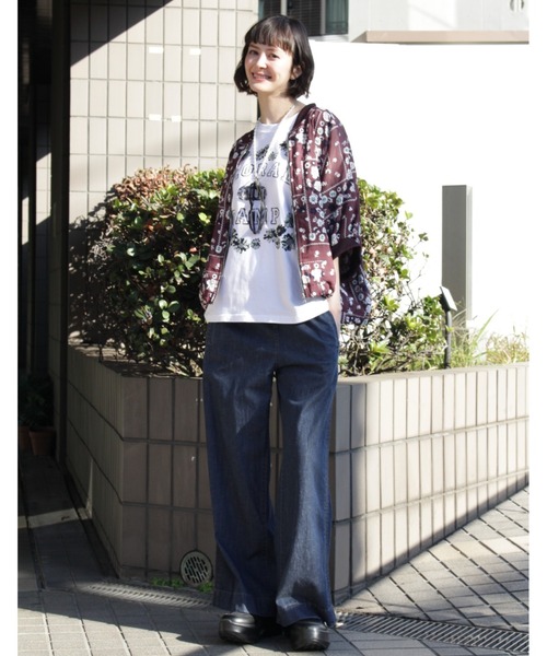 ジーンズ デニム デニムパンツ スーピマリネンラミーライトオンスデニムストレッチデニム　ピンタックパンツ レディースの画像