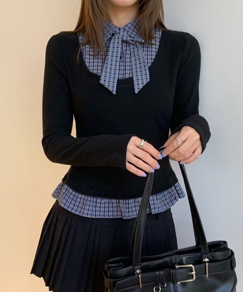 「AsRiRe」 長袖シャツ M ブルー レディース_画像4