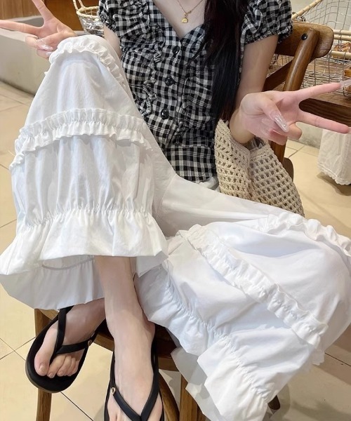 パンツ 2色展開 裾フリルレース パンツ レディース : ZOZOTOWN Yahoo