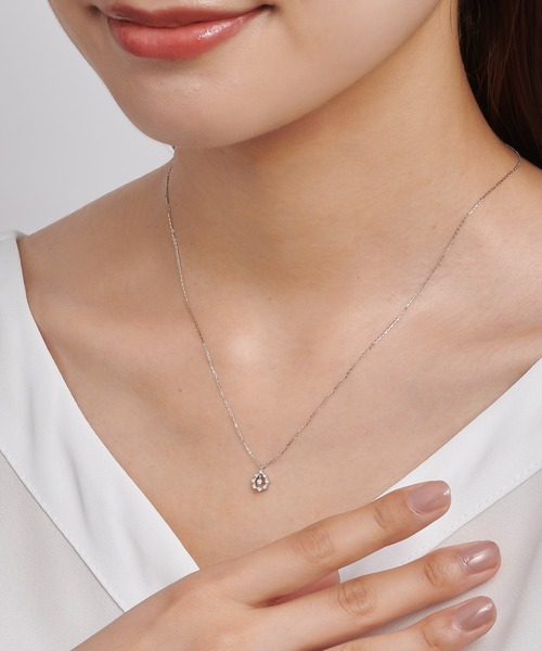 ネックレス K10WG ダイヤモンド ネックレス レディースの画像