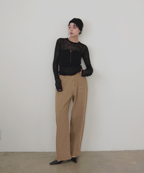 「LIAN」 デニムパンツ MEDIUM グレー レディース_画像4