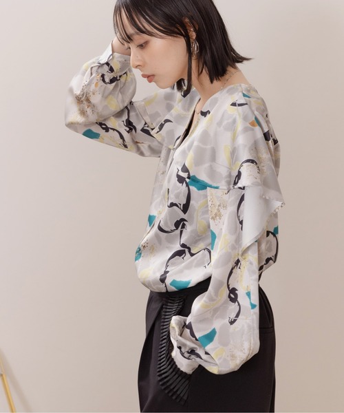 「Eimee Law」 長袖ブラウス 38 ライトグレー レディース_画像7