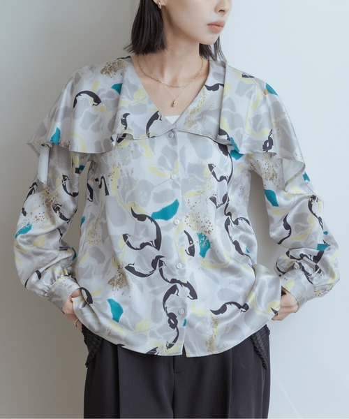 「Eimee Law」 長袖ブラウス 38 ライトグレー レディース_画像9