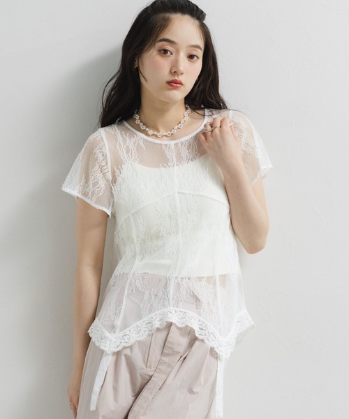 RAGEBLUE（レイジブルー） tシャツ 半袖 ガーターレースT レディース
