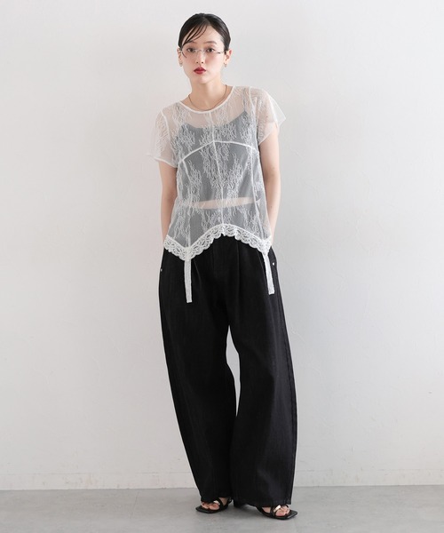 RAGEBLUE（レイジブルー） tシャツ 半袖 ガーターレースT レディース