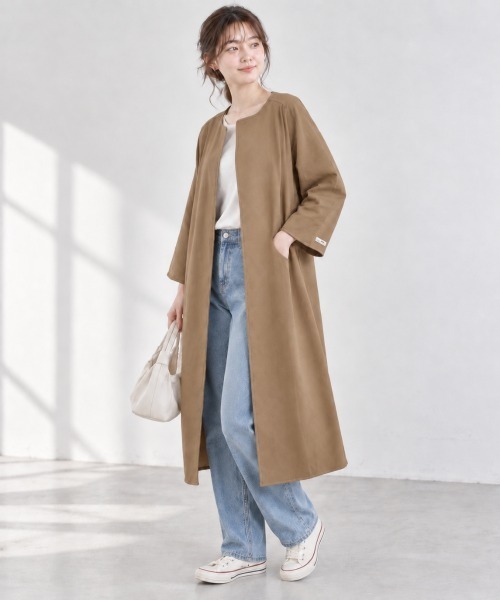 center i ノーカラーコート コート ノーカラーロングコート レディース