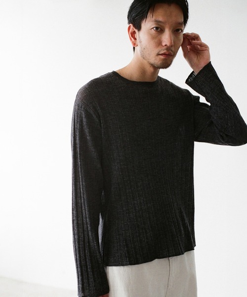 LIDNM ブラック セーター S LIDnM（リドム） セーター ニット Alpaca Uneven Rib Knit メンズ