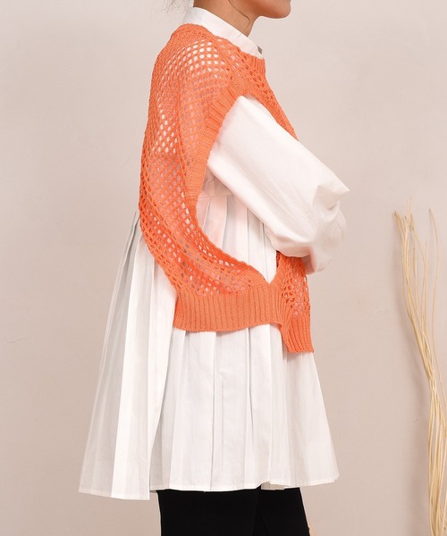DAY CLOSET ベスト ジレ レディース 2WAYリバーシブルフィッシュ
