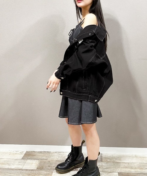 レディース、Ｇジャン、デニム、ジャケット、Ｍサイズ、ブラック系、デニムジャケット デニムジャケット gジャン オーバーサイズデニムジャケット