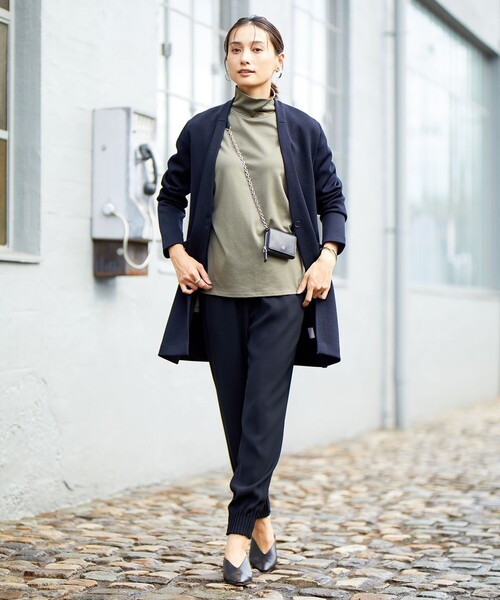 ジャケット ノーカラージャケット 【洗える】 シンセティックヤーンスムース ロングニットジャケット 洗える シンセティックヤーンスムース