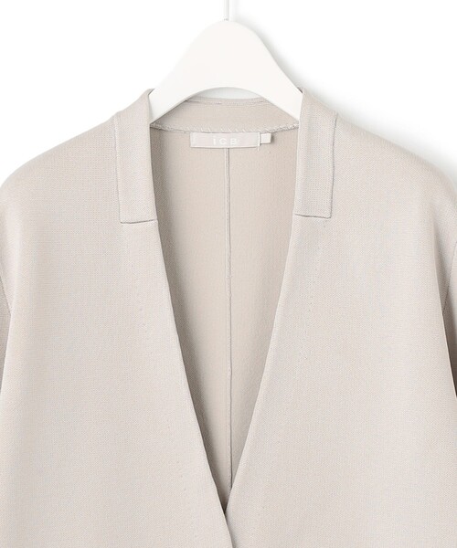 ジャケット ノーカラージャケット 【洗える】 シンセティックヤーンスムース ロングニットジャケット 洗える シンセティックヤーンスムース