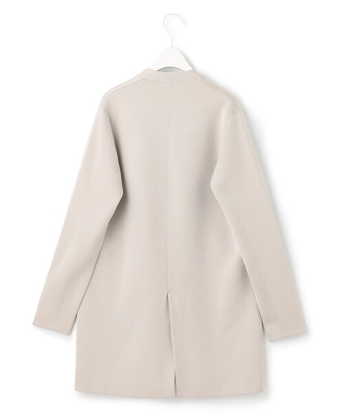 ジャケット ノーカラージャケット 【洗える】 シンセティックヤーンスムース ロングニットジャケット 洗える シンセティックヤーンスムース