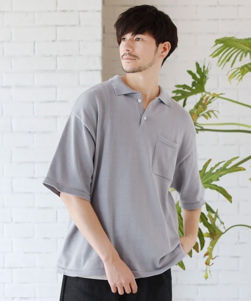THE CASUAL（カジュアル） ポロシャツ 半袖 ウォッシャブルニット