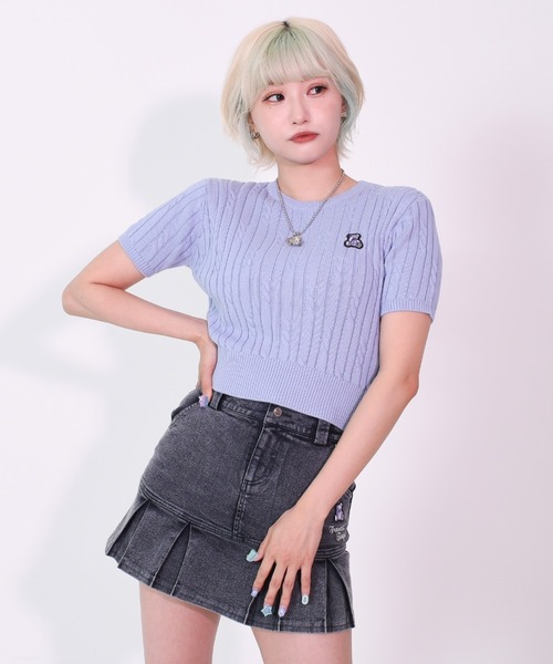 tシャツ 「TRAVAS TOKYO/トラバス トーキョー」Cropped knit Tee/クロップド丈ニットTシャツ レディース TRAVAS TOKYO tシャツ 「TRAVAS TOKYO/トラバス トーキョー