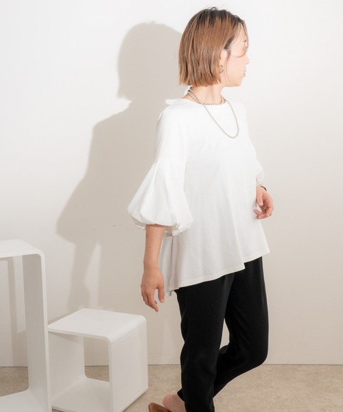 LHELBIE（レルビエ） tシャツ Tシャツ バルーンスリーブカットトップス 