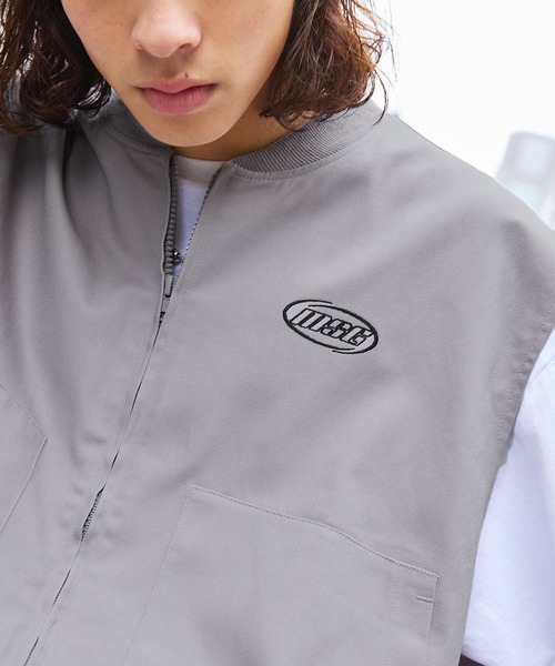 ベスト ジレ ワンポイント刺繍ロゴワークベスト メンズ レディース