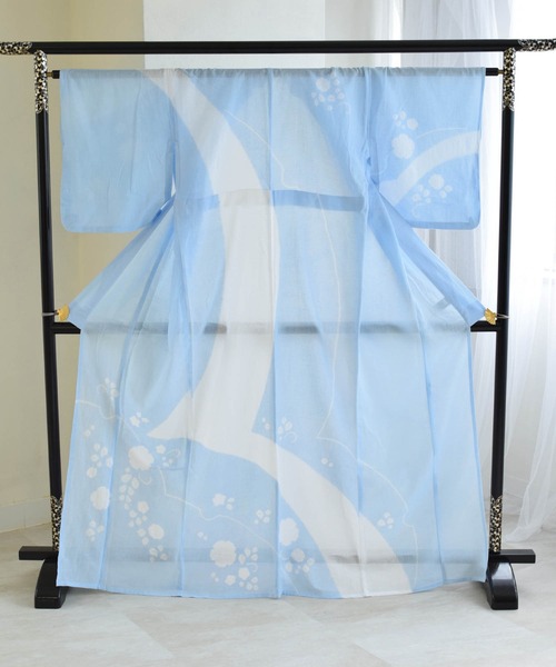 utatane 浴衣 京鹿の子絞り浴衣3点セット 水色の雪輪 伝統工芸士