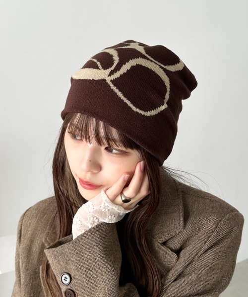 CLEA ニット帽 ニットキャップ モチーフジャガードビーニー レディース