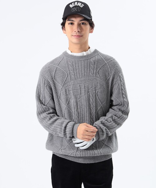 BEAMS GOLF セーター ニット 「MEN」ORANGE LABEL / 地球ロゴ ジャ 