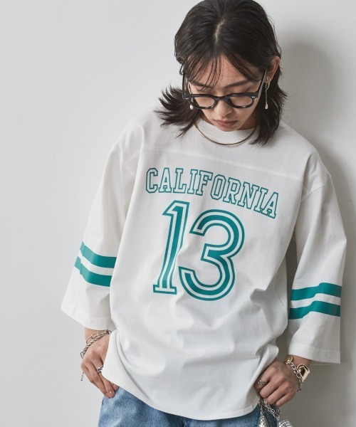tシャツ フットボール TEE レディース CHIC STYLE tシャツ Tシャツ 「大きいサイズ」綿100％7分袖