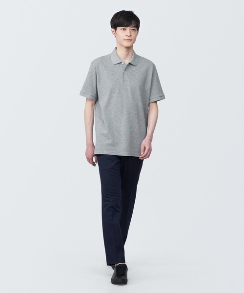 無印良品（MUJI） ポロシャツ 半袖 紳士 洗いざらし鹿の子編み半袖