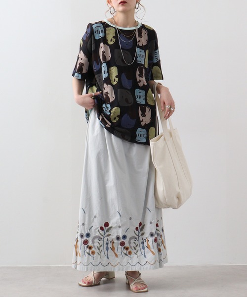 Emago tシャツ EMAGO ゆるネコ総柄Tシャツ レディース