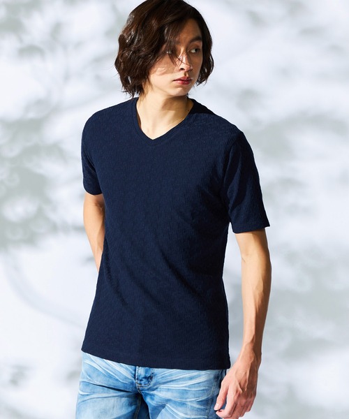 HIDEAWAYS NICOLE（ハイダウェイ ニコル） tシャツ 幾何学柄Vネック