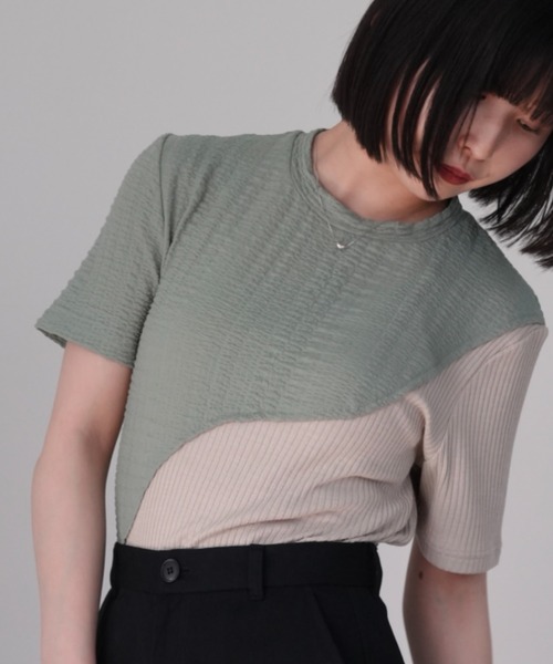 tシャツ 「ZOZO限定」バイカラー ハーフスリーブ トップス ツートーン カットソー 半袖 Tシャツ レディース