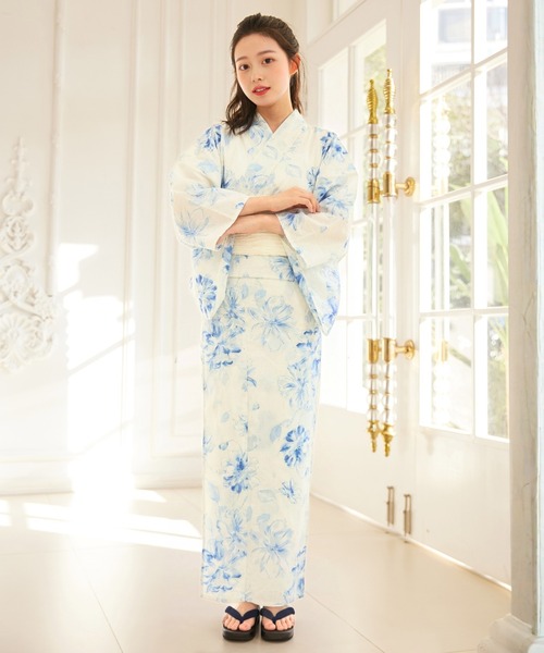 celen 浴衣 ピンク 7点セット 兵児帯2 下駄 足袋 腰紐2個付き CELEN 浴衣 「下駄付き/兵児帯ゆかた5点セット」浴衣・兵児帯・腰紐2本