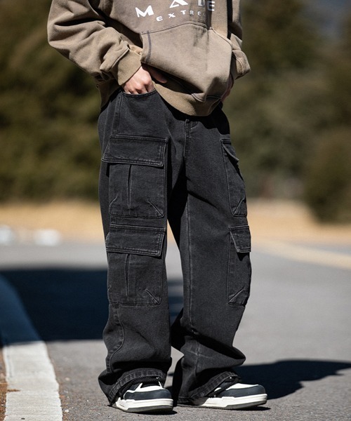 Ressaca（レサーカ） ジーンズ マルチポケット ウォッシュ加工ワイド