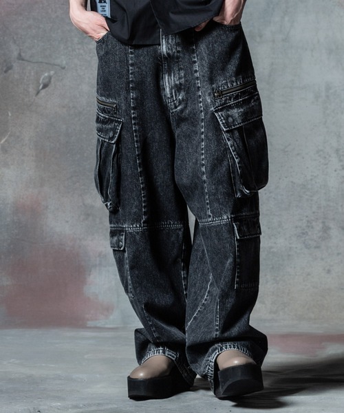 ★極美品 LLERU BLACK WAX CARGO DENIM カーゴデニム ☆極美品 LLERU BLACK WAX CARGO DENIM カーゴデニム