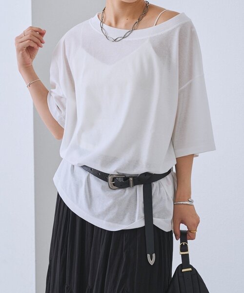 tシャツ 「A・MONN」「吸水速乾/接触冷感」オープンネックTee レディースの画像