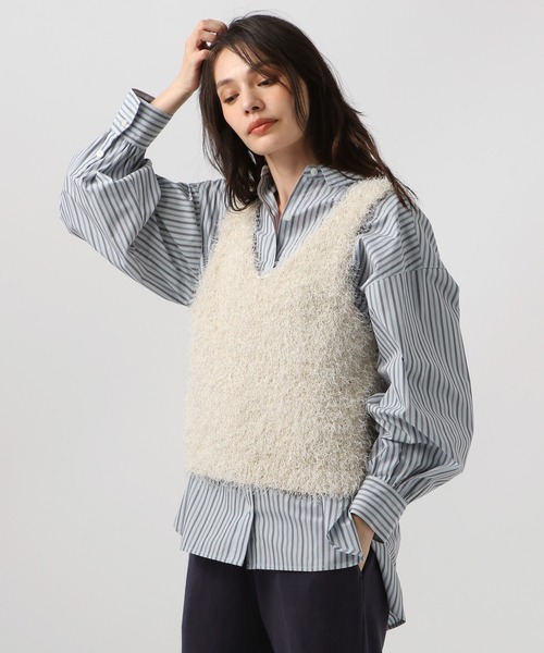 ベスト/ジレ Mohair Mixed Fringe Top / Ivory Mohair Mixed Fringe Top / Ivoryの通販 by nana's shop｜ラクマ