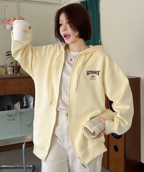 パーカー ワンポイントロゴ ジップ フーディー レディース : ZOZOTOWN