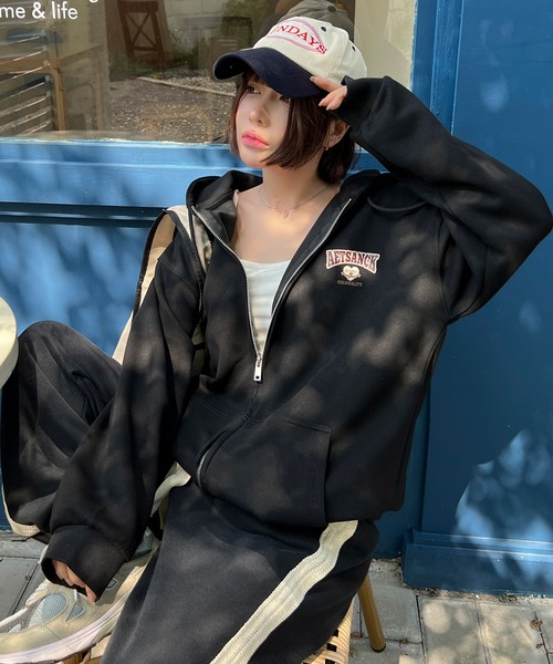 パーカー ロゴワンポイント フルジップパーカ― レディース パーカー ワンポイントロゴ ジップ フーディー レディース