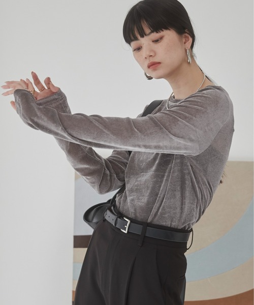 トップス an_1201 ANGIE tシャツ シアー ベロア トップス レディース : ZOZOTOWN Yahoo