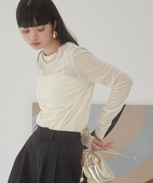 ANGIE tシャツ シアー ベロア トップス レディース : ZOZOTOWN