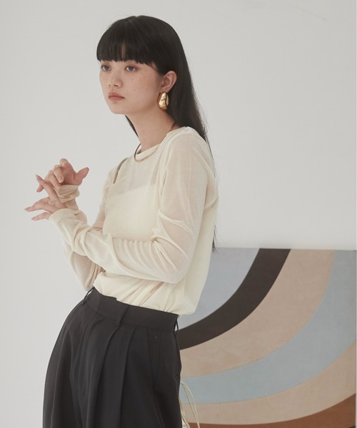 ANGIE tシャツ シアー ベロア トップス レディース : ZOZOTOWN Yahoo